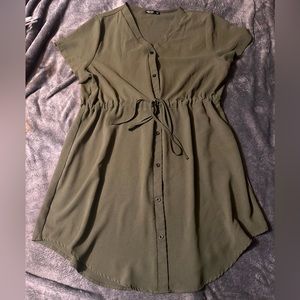 SHEIN 2X military green button up dress